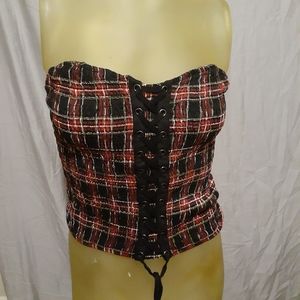 ❌ SOLD Plaid Corset Tube Top